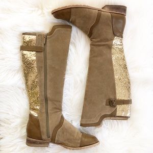 Michael Antonio Bardot Glitter Boots